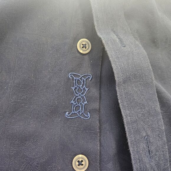 Robert Graham Mens Flip Cuff Button Down Shirt Size XL Paisley Print Navy - Picture 8 of 13